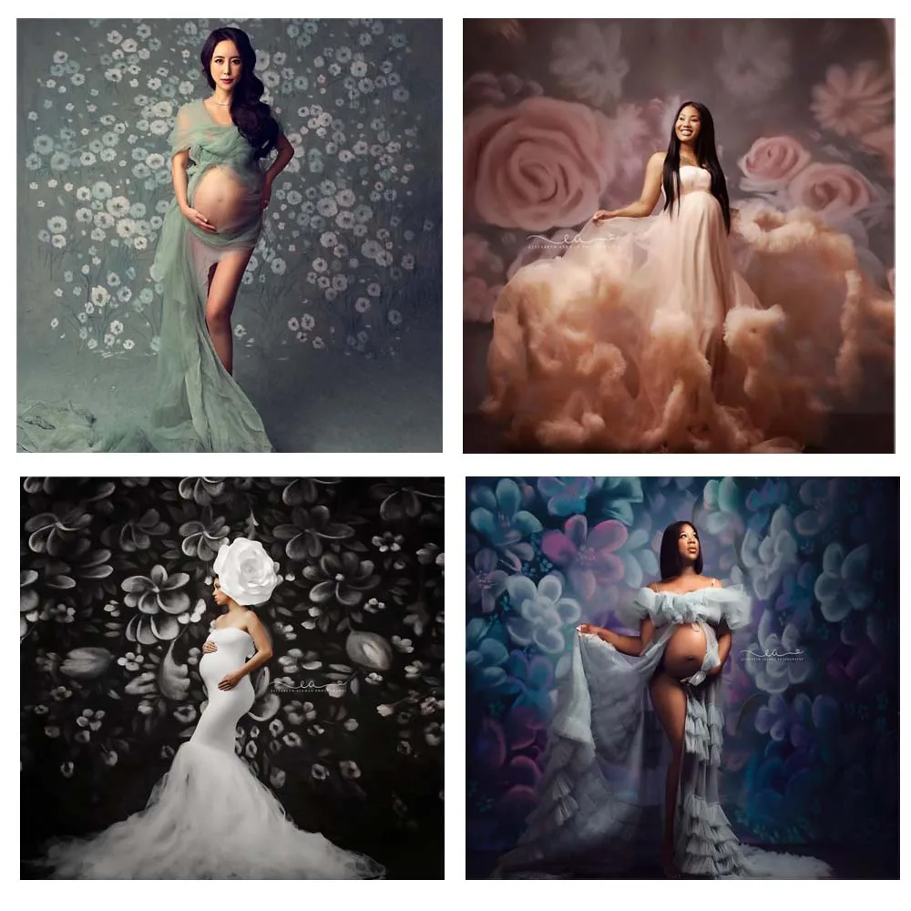 

Pueple Flower Photography Backdrop Oil Painting Floral Background Photo Studio Newborn Baby Portrait Photophone Photocall