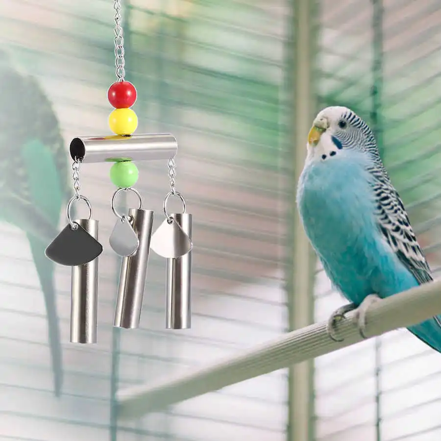 Parrot Toys Rattle Stainless Steel Bell for Birds Middle-large Size Standing Toy Bird Cage Home Decoration Tools | Дом и сад