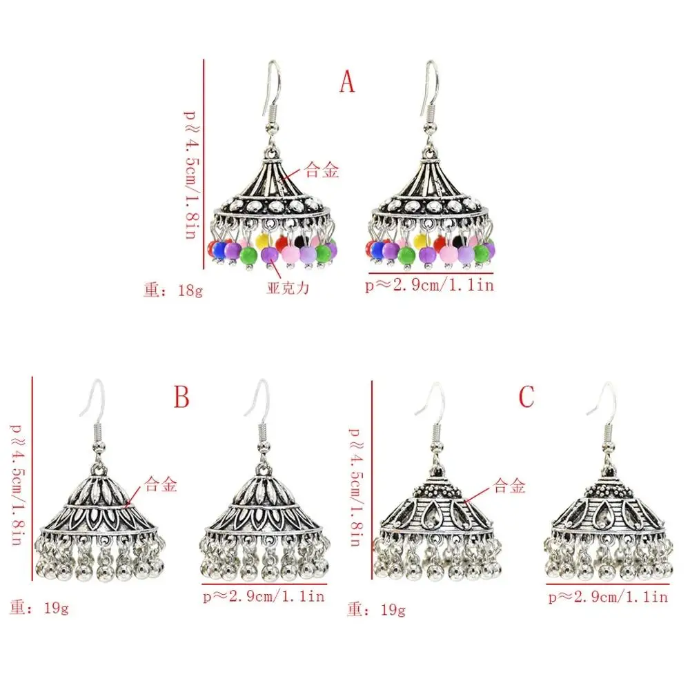 

Egypt Vintage Color Alloy Jhumka Bells Beads Tassel Statement Earrings for Women Turkish Tribal Gypsy Indian Jewelry Party