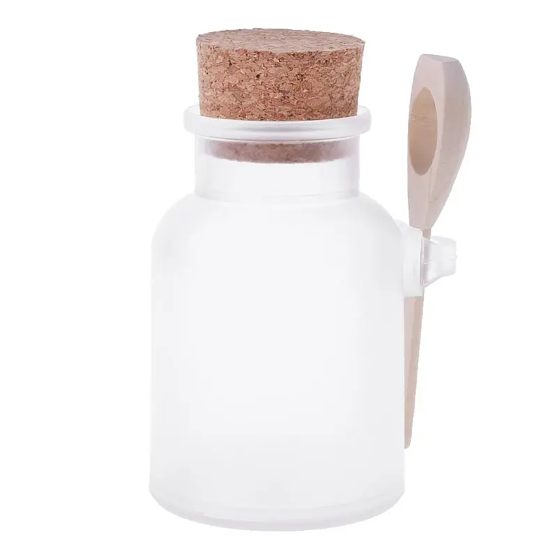 

Scrub Bath Salt ABS Bottle Sealed Jar Wooden Spoon Soft Cork Storage Stopper Bottle Frosted Seal Bottle Refillable Mask Powder