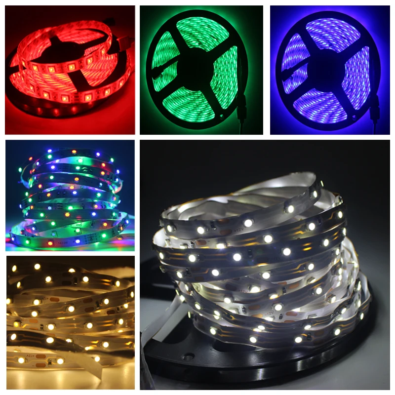 

LED Strip RGB Led Light Tape SMD 2835 DC12V Not-Waterproof LED Light 5m Diode Ribbon Flexible Brighter Than 3528 5050 LED Lamp