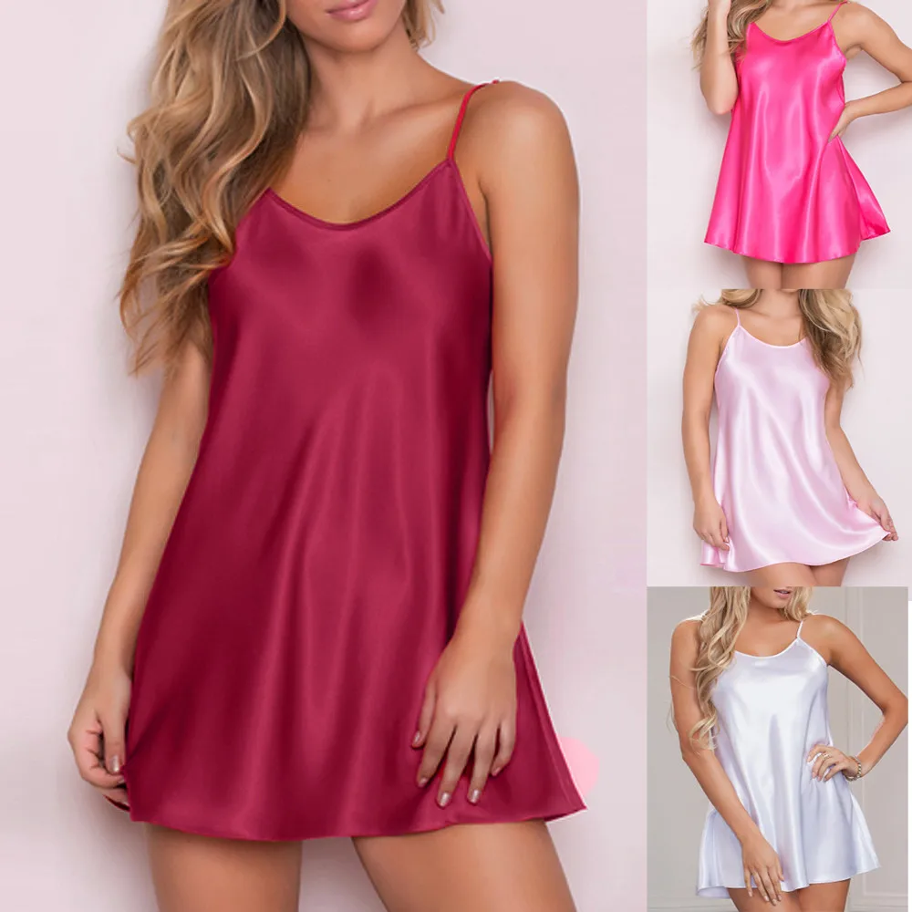 

DSMTRC Women Sexy Sheer Sling Lingerie Nightgowns Homewear Elegant Pink Nightdress Sleepwear New Fashion Summer Dress