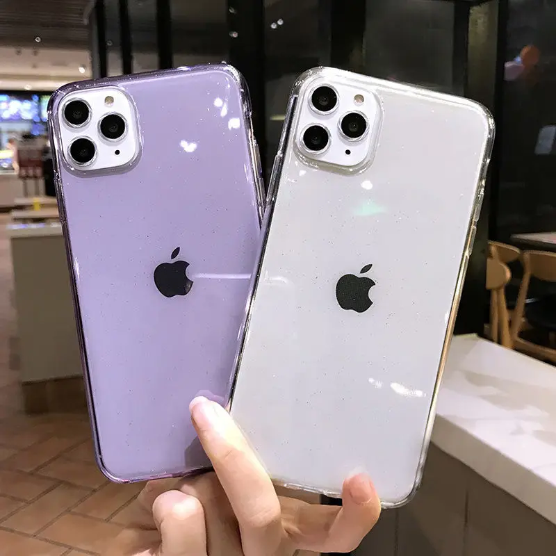 

Ottwn Glitter Sparkly Transparent Soft TPU Silicone Case For iPhone 7 8 6s Plus 11 Pro X XR XS Max SE 2020 Clear Back Phone Case