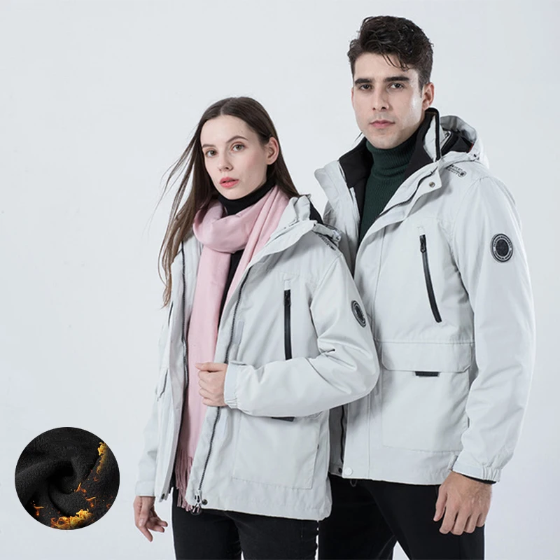 Men Women Outdoor Winter With Lining Jackets Thicken Thermal Windproof Waterproof Detachable Windbreaker Climbing Skiing Jackets