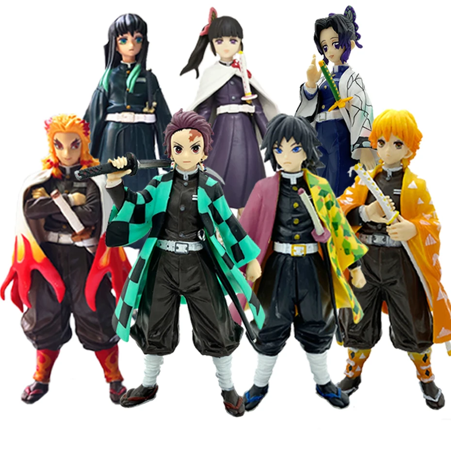 

16CM Anime Demon Slayer Figure Kamado Tanjirou Nezuko Action Figures Zenitsu Inosuke Kimetsu No Yaiba PVC Model Toys