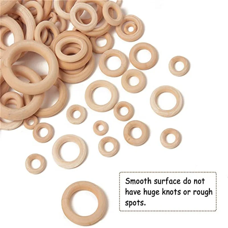 

2021 Hot Sale 10 SizesUnfinished Natural Wooden Rings Children Kids DIY Wooden Jewelry Making Toy Crafts Accessories