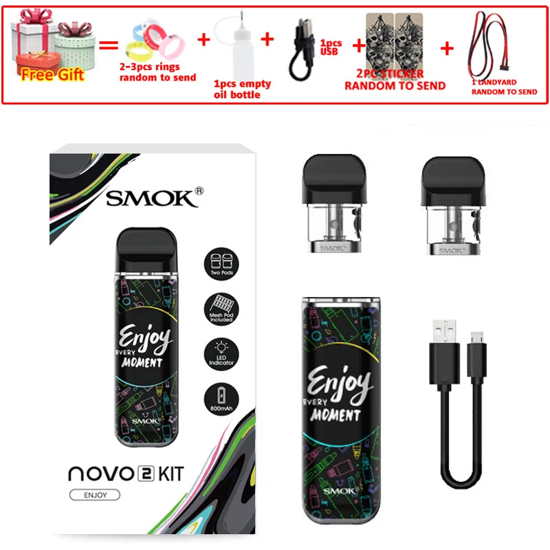 novo2 enjoy SMOK pod starter kit SMOK novo 2 kit cobra covered vape pen kit с 450 мАч встроенным аккумулятором 2 мл емкость pod system kit - Цвет: novo2 enjoy