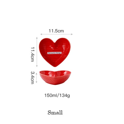 Small Red bowl 1 шт. керамическая миска в форме сердца, тарелка для суфле, пудинг, миска для закусок, посуда, фарфоровая десертная тарелка, пара посуды - Цвет: Small Red bowl