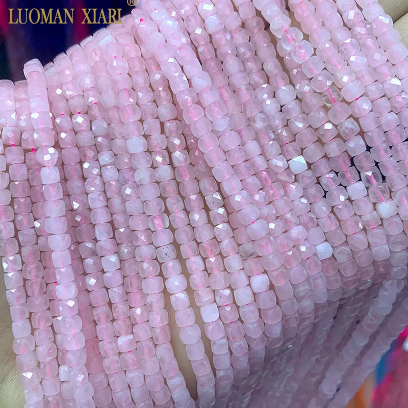 Top AAA Natural Square Faceted Cordierite Blue Topazs Pink Crystal Agates Stone Beads For Jewelry Making DIY Bracelet Necklace