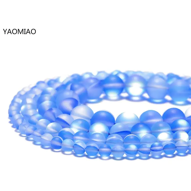 

A++ Matte blue Frosted Austrian Crystal Round Beads For Jewelry Making 6/8/10/12mm Glitter MoonStone Beads Diy Bracelet