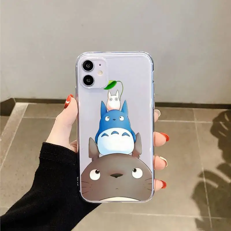 

Cartoon Ghibli Miyazaki Totoro Phone Case Transparent for iPhone 6 7 8 11 12 s mini pro X XS XR MAX Plus