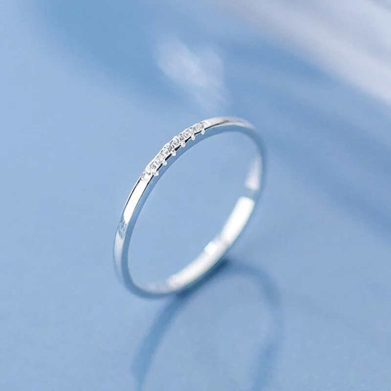 

A00255 Luxury 925 Sterling Silver Pave Crystal Zirconia Round Geometric Ring for Women Fashion Cute Minimalist Accessories