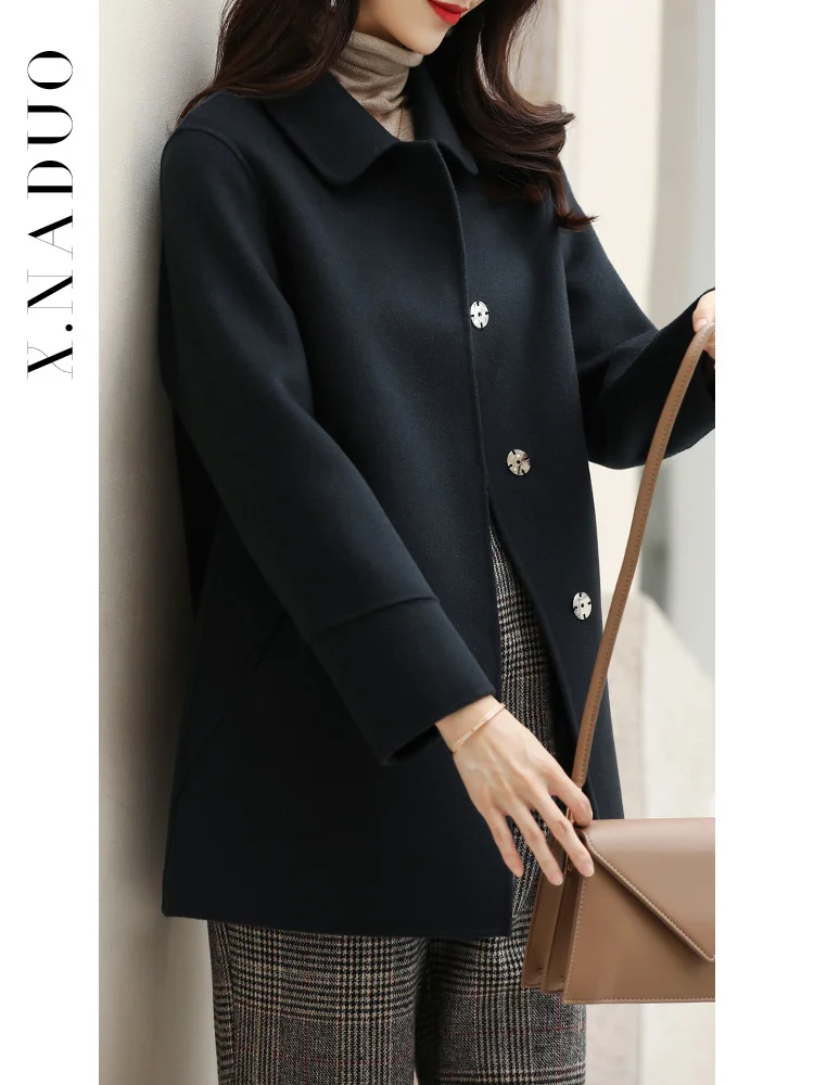 

2021 new winter double-sided wool coat small man slim high-end Australian zero cashmere coat women's medium length