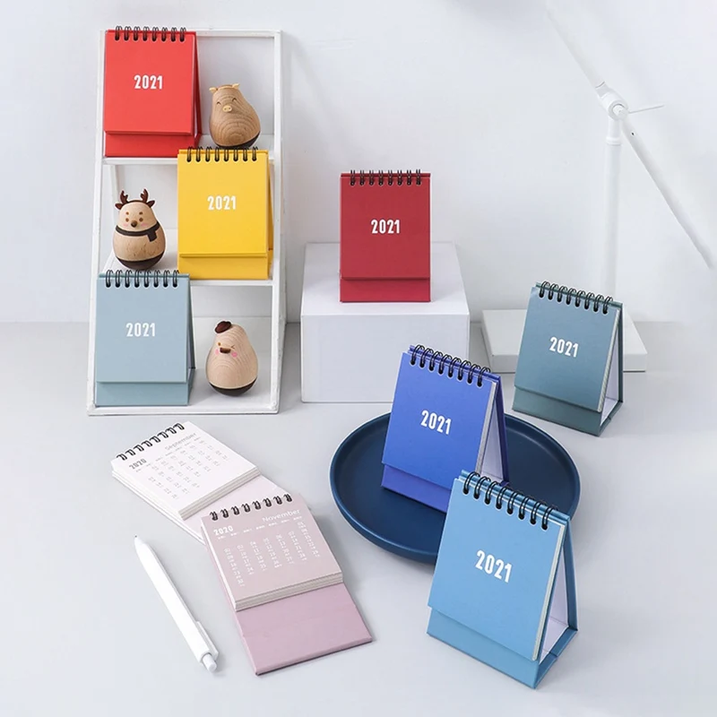 

2021 Simple Desk Calendar Refreshing Mini Desktop Note Coil Calendar Book School Office Supplies