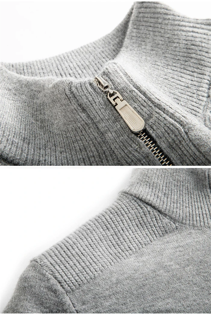 Зима мужской теплый шерстяной свитер бизнес мода Slim Fit Толстая водолазка свитер на молнии мужской бренд пуловер Одежда