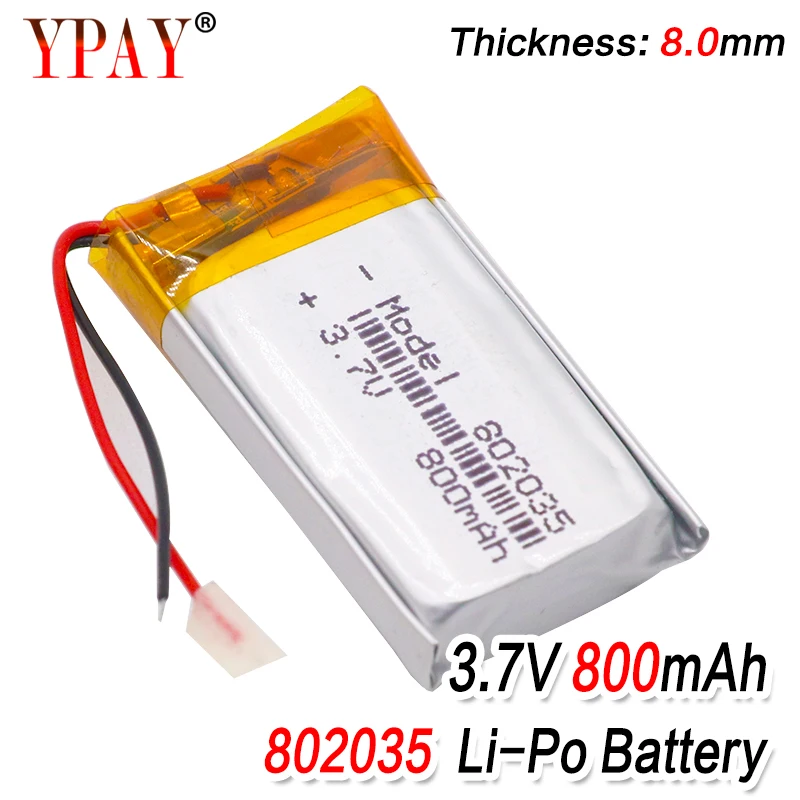 Высококачественный литий-ионный полимерный аккумулятор 3 7 в 802035 800 мАч