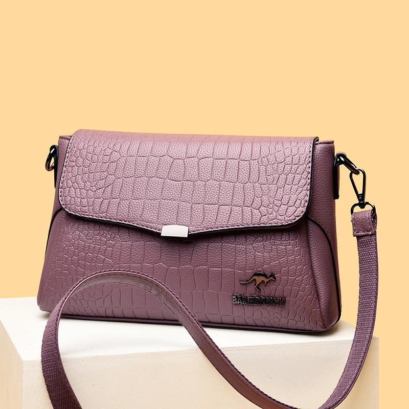 

Clamshell Crocodile Pattern Women's Small Messenger Bag PU Leather Luxury Shoulder Handbags Female Simple Casual Armpit Bags Sac