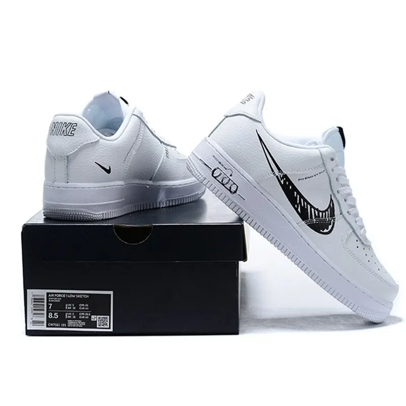 

Air Force 1 Low "Sketch" shoes for men and women, originals, white / Black style, sneakers size 36 to 45 CW7581-101