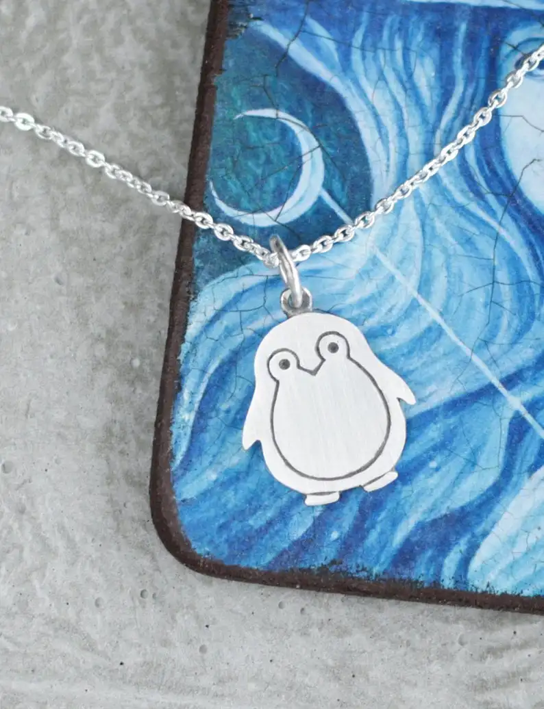 Пингвин Ожерелье Рождество подарок на день рождения бижутерия из природных