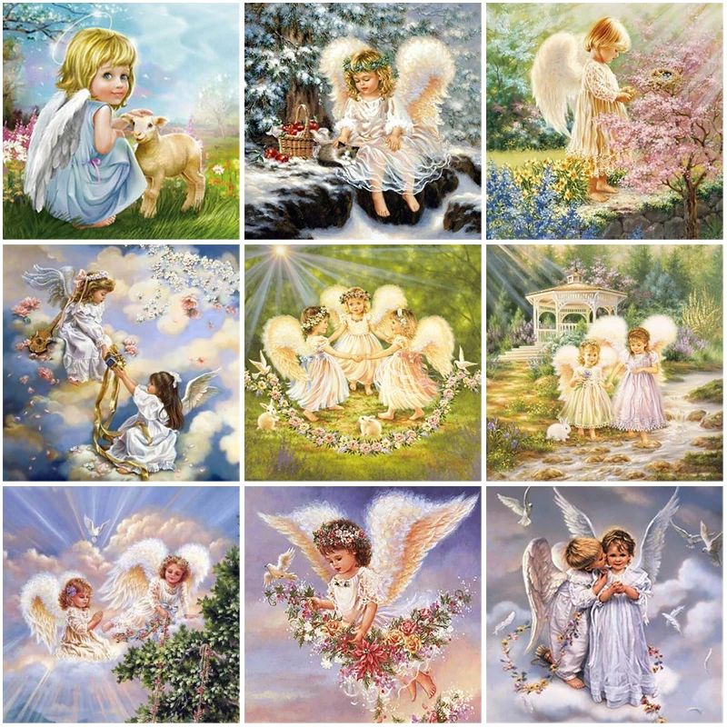 

DIY Diamond Painting Mosaic Angel Full Round Square Drill Needlework 5D Cartoon Diamond Embroidery Sale Portrait Home Decoration