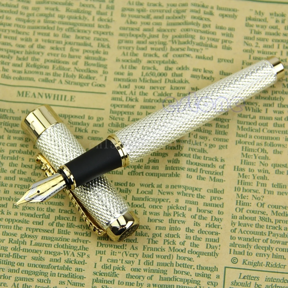 Noblest Авторучка Jinhao Dragon 1200 18KGP Средний наконечник золотой серебряный канцелярские