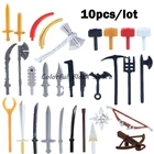 10 шт.лот аксессуары для средневековых солдат оружие ножи мечи инструменты для фермы оси молотки строительные блоки игрушка креативный подарок для детей