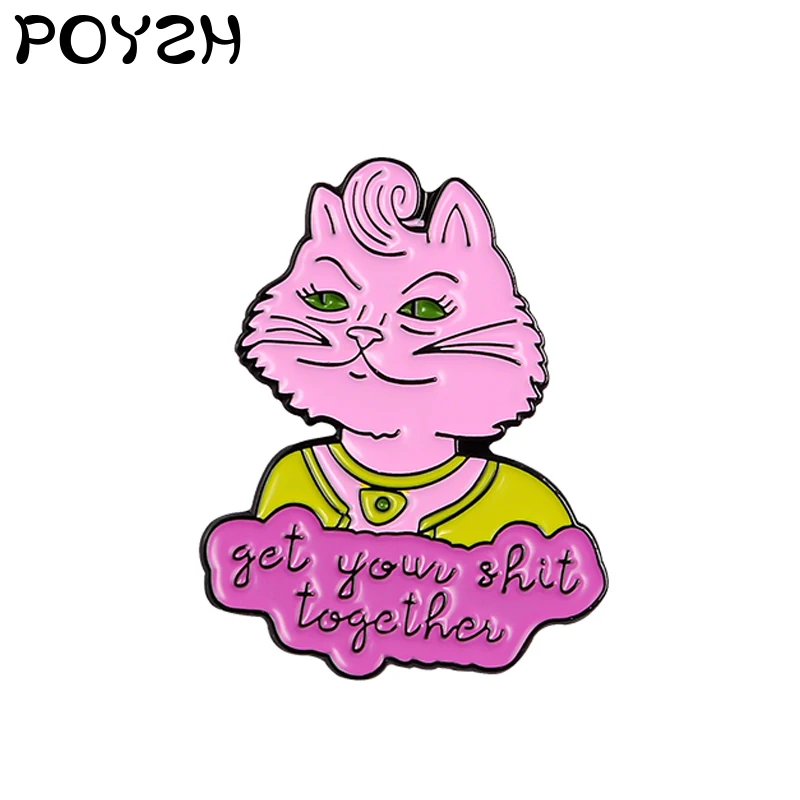 Поправь рубашку эмаль брошка розовый красивый кошка мультяшное животное булавка