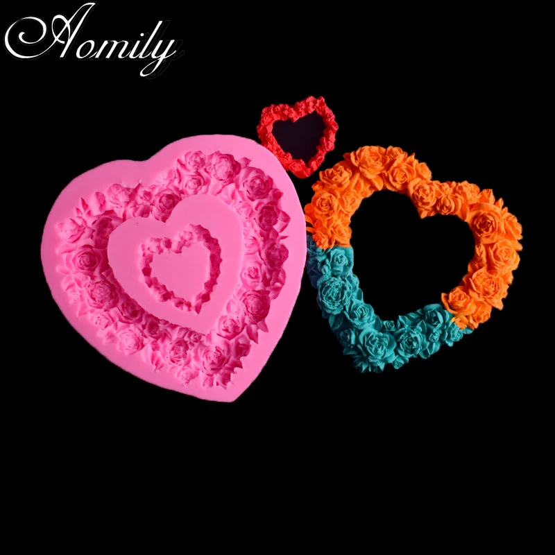Aomily кружева сердце фигурные силиконовые формы помадка торт плесень сахар
