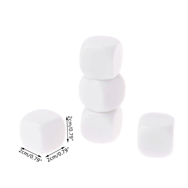 

5pcs 20mm White Blank Acrylic Dice Kid DIY Write Painting Graffiti Family Games My07 21 Dropshipping