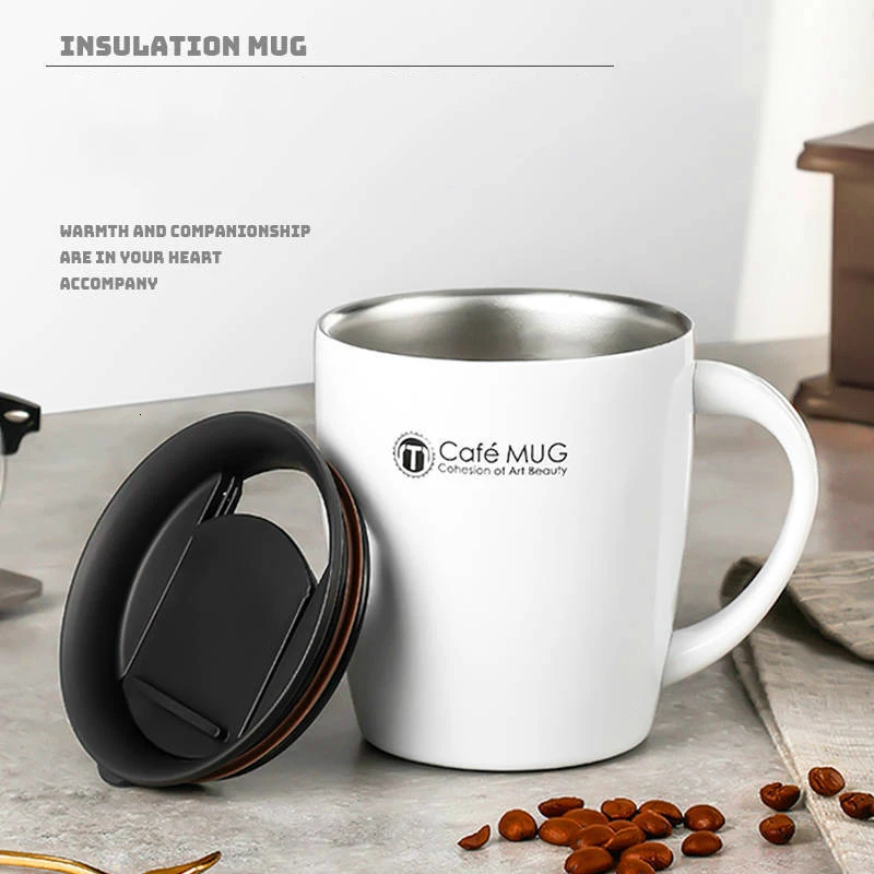 Двухслойная чашка для кофе вакуумная офиса в скандинавском стиле термос с