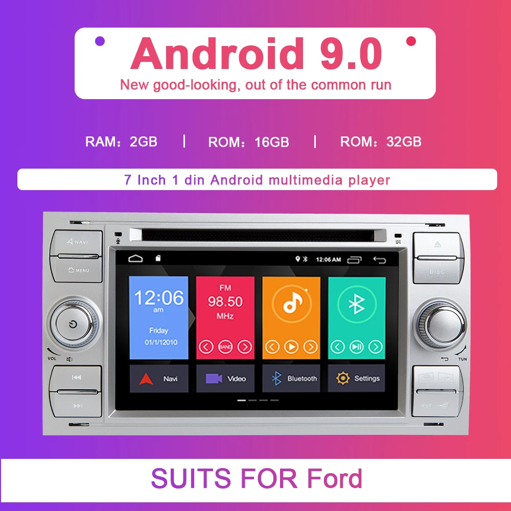 2 din Android 9,0 Автомагнитола для Ford Focus 2 3 mk2 Ford Fiesta Mondeo 4 C-Max S-Max Fusion Transit Kuga мультимедиа dvdNavigation