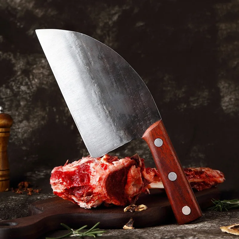 

High Carbon Steel Broad Butcher Knives Chopper Slip Resistant Rosewood Handle Handmade Forged Chef Kitchen Knife Sharp Cleaver