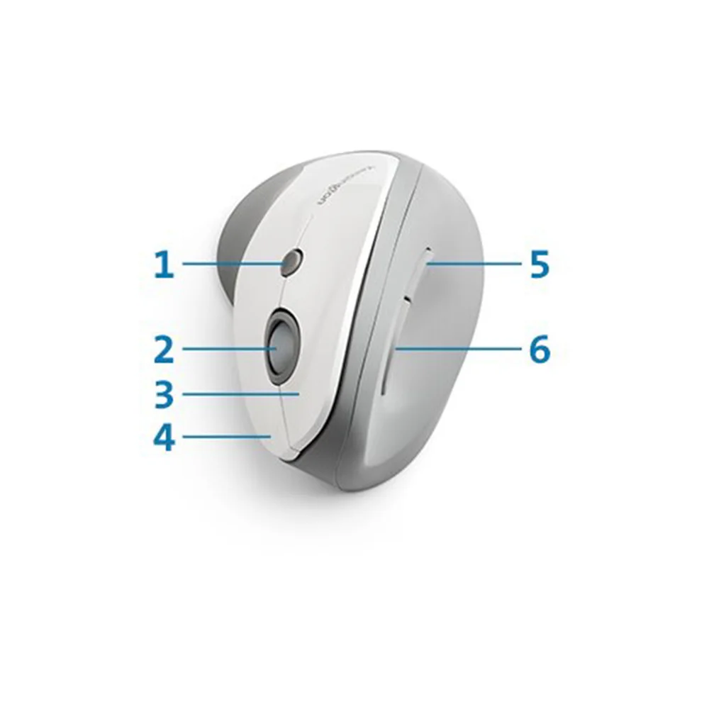 Kensington Wireless Mouse Vertical Ergonomic 2.4Ghz Customizable Six Buttons 1600DPI with Retail Packaging Gray K75520WW