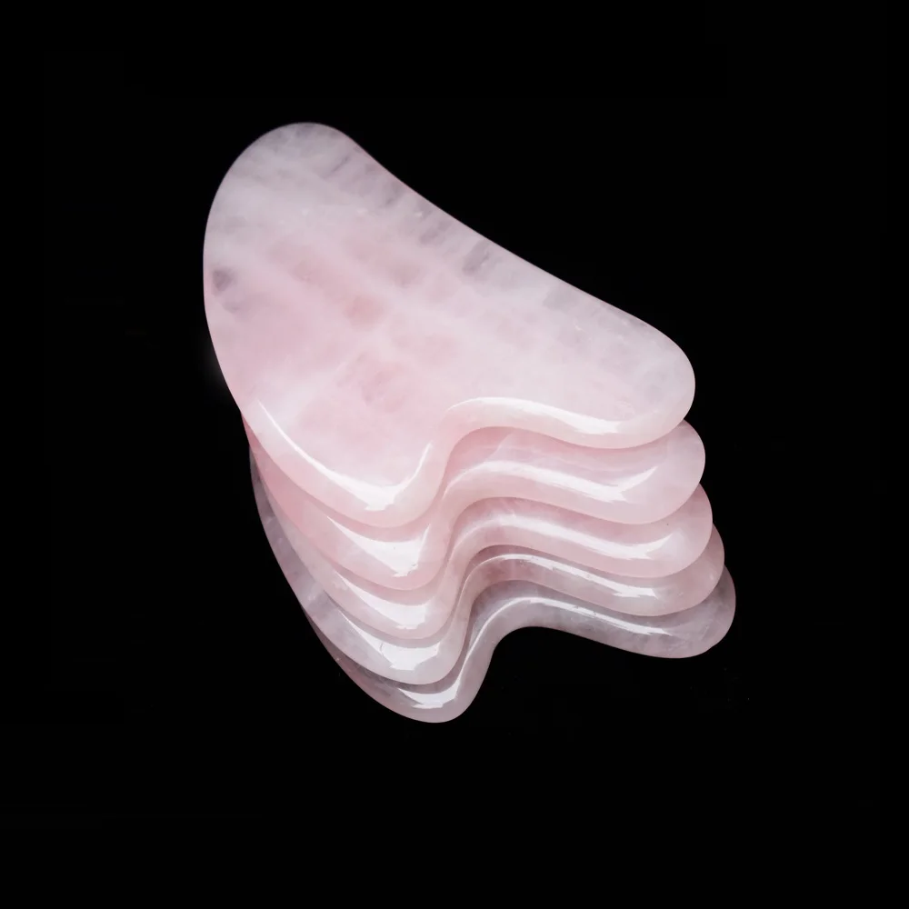 Соскабливающая доска из натурального розового кварца с нефритом массажная