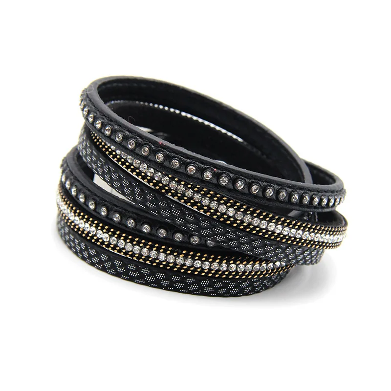 2020 новый модный кожаный браслет для женщин магнитная пряжка Кристалл