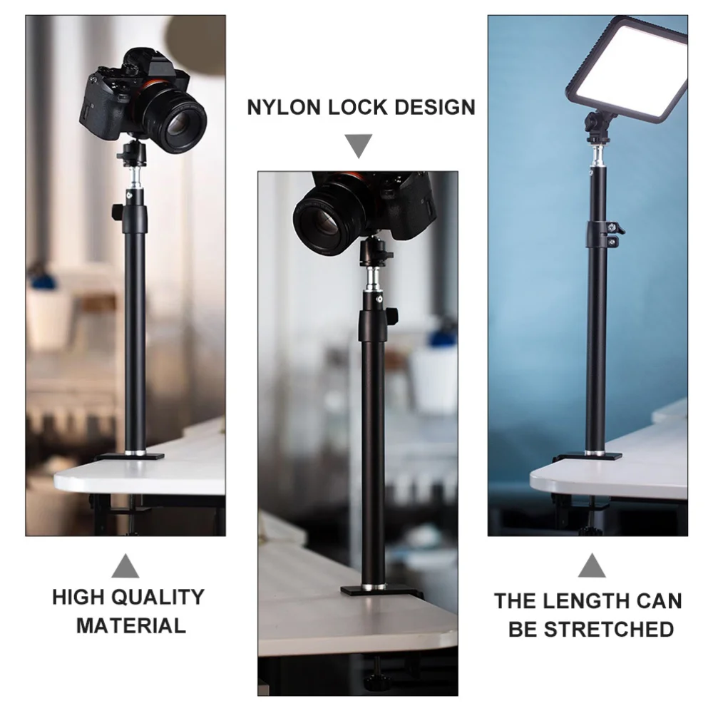 

Tabletop Camera Stand Telescopic Light Stand 1/4 inch Table Clamp Holder