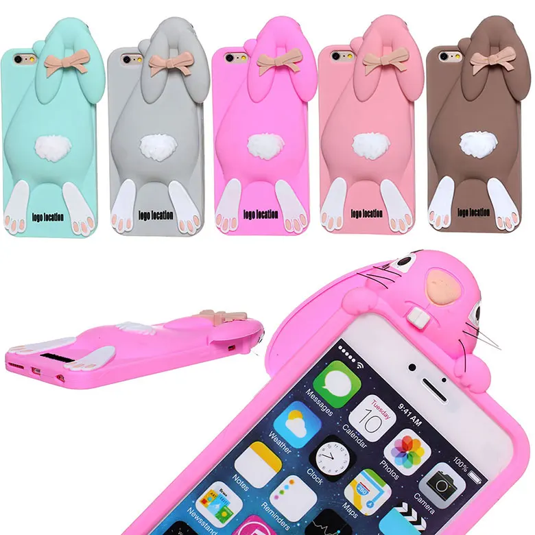 Лидер продаж силиконовый резиновый чехол с милым кроликом для Apple iPhone 6 Plus 5 дюйма