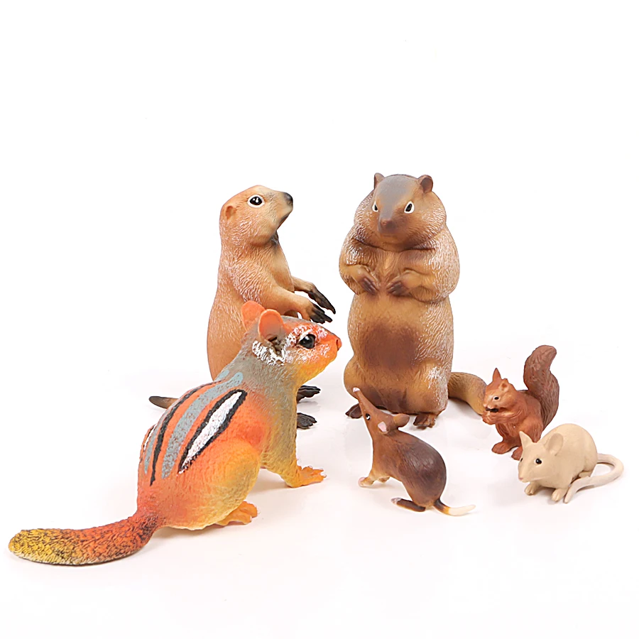 

Simulation groundhog,chipmunk,opossum,Little squirrel,mouse forest wild animal model action figure Kid's Decoration accessories