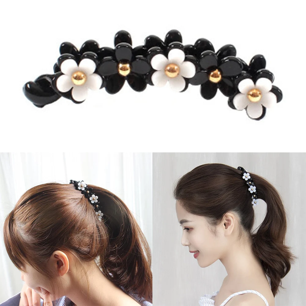 

1 Pc Plastic Flower Banana Clips For Women Twist Ponytail Holder Chic Hairpin Hair Claw Girls Barrettes Hair Accessories
