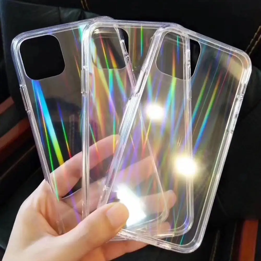 Градиентный лазерный голографический прозрачный чехол для iPhone 11 Pro X XS Max Xr мягкий