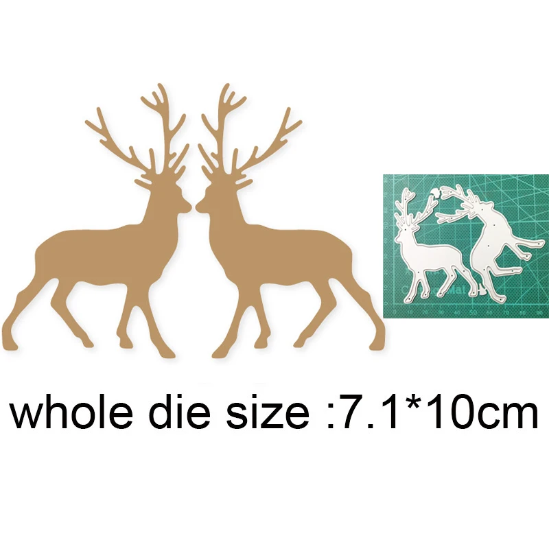 

2021 New Metal Dies Christmas Couple Deer Cutting Dies Scrapbooking dies Craft Paper Embossing Die Cut Card Making Stencils dies