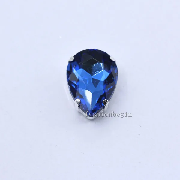 mid sapphire 4x6 6x 8 10 x14 13x18 18*25 20x30x30x40 мм 24 цвета каплевидные стеклянные камень шить на Кристальный, серебряный, со стразами основание кнопки для одежды - Цвет: mid sapphire