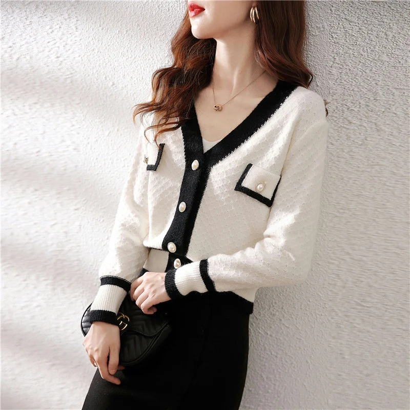 Кардиган вязаный с V-образным вырезом воротником [207656] 39 |