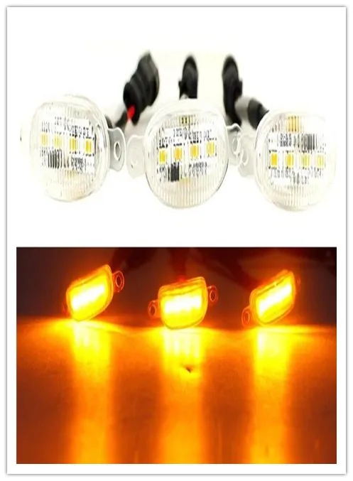 3 ORANGE LED 1 WIRE Автомобильный светильник-решетка, белый, желтый, оранжевый, светодиодный, стильный, Raptor, гриль-лампа, подходит для Ford F-150 F150 kuga edge Explorer, гриль, светодиодный светильник - Цвет: 3 ORANGE LED 1 WIRE