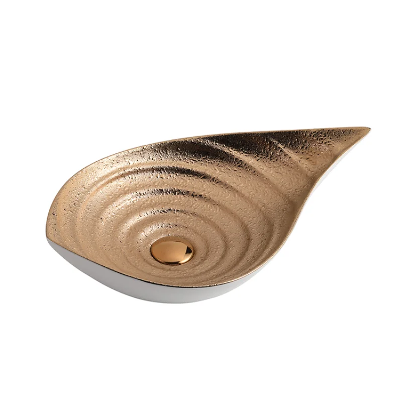 

HEGII stylish home decor ceramic above counter top plating golden art basin bathroom lavabo hand wash basin