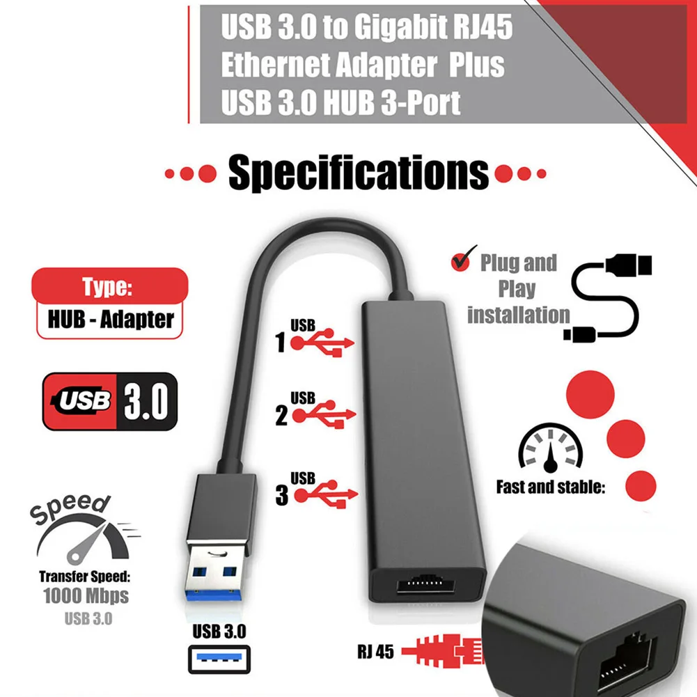 USB разветвитель для планшетов с 3 портами 1000 Мбит/с|Сетевые концентраторы| |