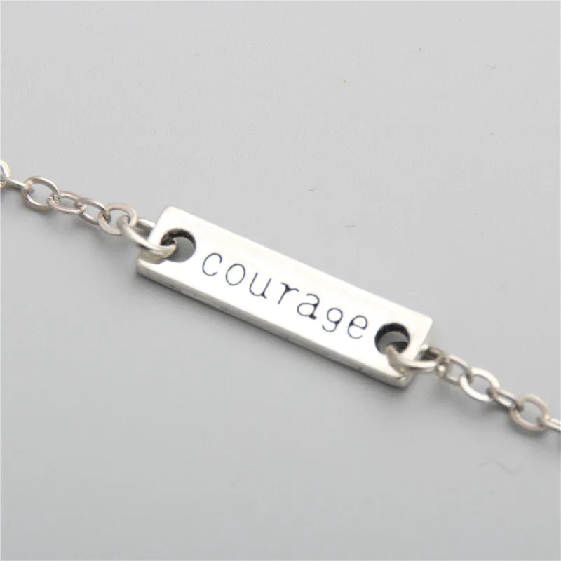 1 шт. серебряный цвет отвага слова шармы браслеты звенья цепи женщин подарок