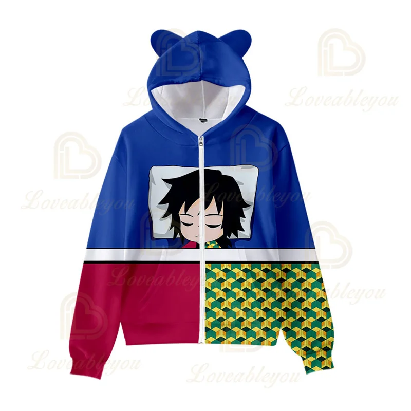 

2020 Demon Slayer Anime 3D Printed Hoodies Zipper Hoodie Jacket Boys Girls Tomioka Giyuu Cosplay Costume Sweatshirt