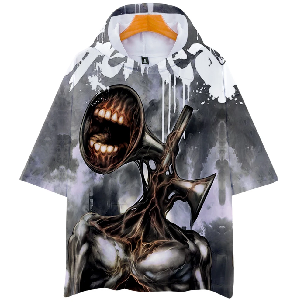 

Siren Head 3D Print Men Women harajuku Summer Casual Tshirts Hot Sale Streetwear Breathable Hooded T shirt Siren Head Tees Tops