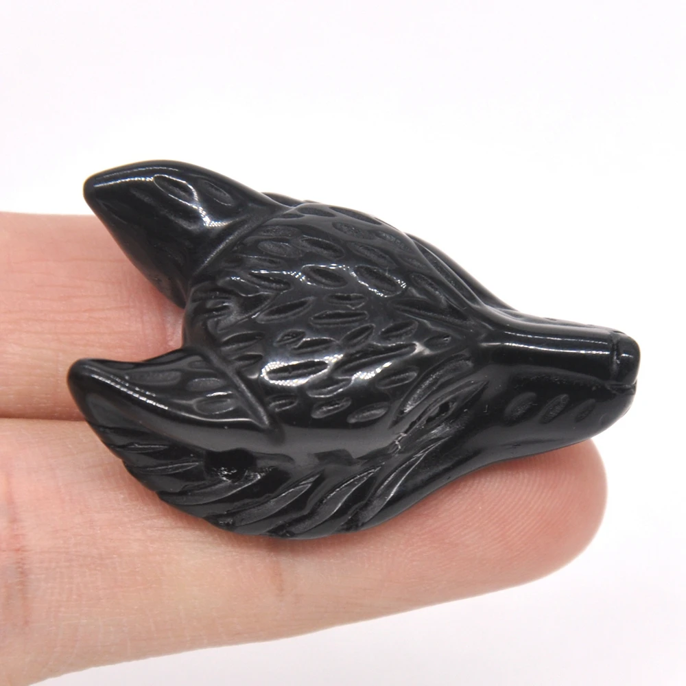 1 5 &quotподвеска в виде волчьей головы черный обсидиан натуральный камень